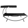 Garden lounge chair with canopy and black cushions by vidaXL, Outdoor beds - Ref: Foro24-313521, Price: 140,87 €, Discount: %