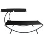 Tumbona de jardín con toldo y cojines negro de vidaXL, Camas para exteriores - Ref: Foro24-313521, Precio: 132,41 €, Descuent...