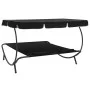 Garden lounge chair with canopy and black cushions by vidaXL, Outdoor beds - Ref: Foro24-313521, Price: 140,87 €, Discount: %