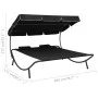 Garden lounge chair with canopy and black cushions by vidaXL, Outdoor beds - Ref: Foro24-313521, Price: 140,87 €, Discount: %