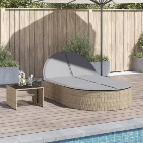 Tumbona doble con cojines ratán sintético beige by , Loungers - Ref: Foro24-368649, Price: 270,23 €, Discount: %