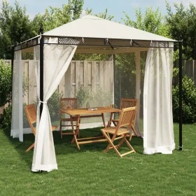 Pavillon mit cremefarbenen Stahl-Gitterwänden 2,93x2,93 m. von , Zelte und Pavillons - Ref: Foro24-368434, Preis: 324,79 €, R...