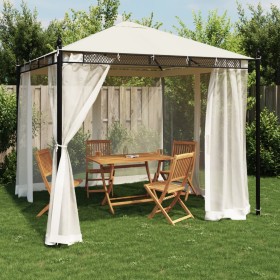 Pavillon mit cremefarbenen Stahl-Gitterwänden 2,93x2,93 m. von , Zelte und Pavillons - Ref: Foro24-368434, Preis: 307,42 €, R...