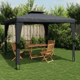 Pavillon mit doppeltem Dach aus anthrazitgrauem Stahl, 3,98x2,98 m. von , Zelte und Pavillons - Ref: Foro24-368443, Preis: 31...