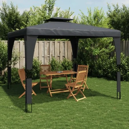 Pavillon mit doppeltem Dach aus anthrazitgrauem Stahl, 3,98x2,98 m. von , Zelte und Pavillons - Ref: Foro24-368443, Preis: 31...
