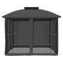 Doppeltes Pavillon mit Dach und Wänden aus anthrazitfarbenem Stahlgeflecht, 2,94x2,94 m. von , Zelte und Pavillons - Ref: For...