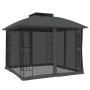 Doppeltes Pavillon mit Dach und Wänden aus anthrazitfarbenem Stahlgeflecht, 2,94x2,94 m. von , Zelte und Pavillons - Ref: For...