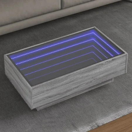 Mesa de centro y LED madera ingeniería gris Sonoma 90x50x30 cm by , Coffee table - Ref: Foro24-847523, Price: 135,74 €, Disco...