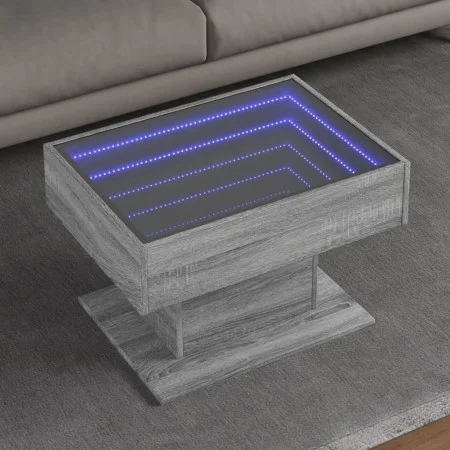 Mesa de centro y LED madera ingeniería gris Sonoma 70x50x45 cm de , Mesas de centro - Ref: Foro24-847537, Precio: 130,74 €, D...
