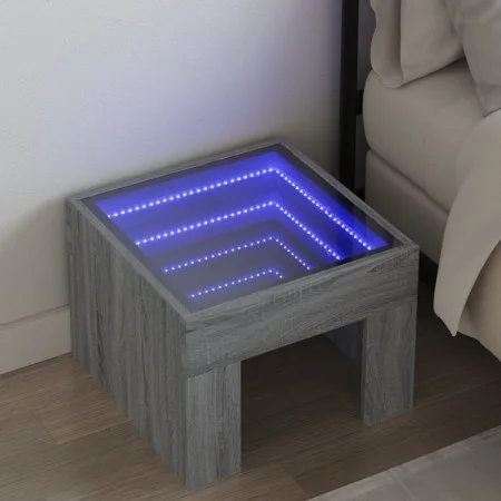 Mesa de centro con Infinity LED gris Sonoma 40x40x30 cm von , Nachttische - Ref: Foro24-3284075, Preis: 65,28 €, Rabatt: %