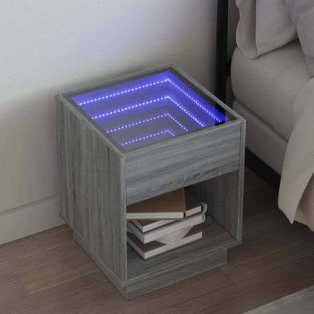 Mesa de centro con Infinity LED gris Sonoma 40x40x50 cm de , Mesitas de noche - Ref: Foro24-3284082, Precio: 72,65 €, Descuen...