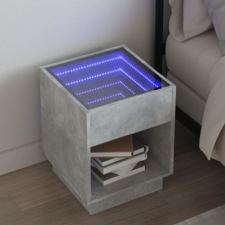 Mesita de noche con Infinity LED gris hormigón 40x40x50 cm by , Nightstands - Ref: Foro24-3284080, Price: 74,08 €, Discount: %