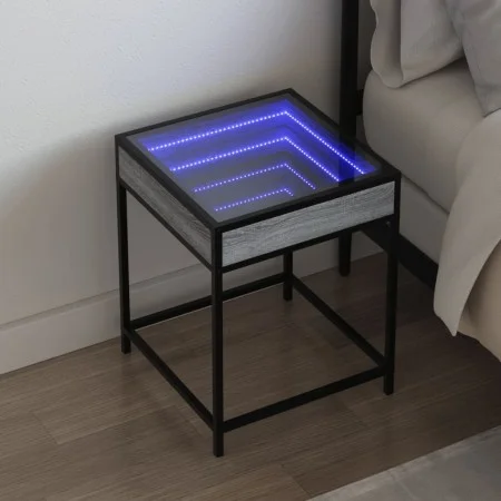 Mesa de centro con Infinity LED gris Sonoma 40x40x51 cm de , Mesitas de noche - Ref: Foro24-3284094, Precio: 54,38 €, Descuen...