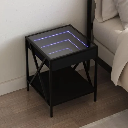 Mesita de noche con Infinity LED negra 40x40x49 cm de , Mesitas de noche - Ref: Foro24-3284096, Precio: 68,17 €, Descuento: %