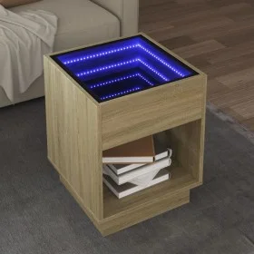 Mesa de centro con Infinity LED roble Sonoma 40x40x50 cm by , Coffee table - Ref: Foro24-847646, Price: 59,42 €, Discount: %