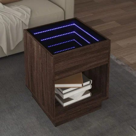 Mesa de centro con Infinity LED marrón roble 40x40x50 cm by , Coffee table - Ref: Foro24-847650, Price: 68,22 €, Discount: %