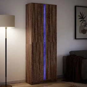 Aparador con LED madera ingeniería marrón roble 74x32,5x200 cm by , Sideboards - Ref: Foro24-3307897, Price: 165,30 €, Discou...