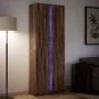 Aparador con LED madera ingeniería marrón roble 74x32,5x200 cm by , Sideboards - Ref: Foro24-3307897, Price: 165,30 €, Discou...