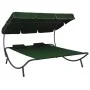Garden lounger with awning and green cushions by vidaXL, Outdoor beds - Ref: Foro24-313522, Price: 130,30 €, Discount: %