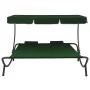Garden lounger with awning and green cushions by vidaXL, Outdoor beds - Ref: Foro24-313522, Price: 130,30 €, Discount: %