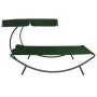 Garden lounger with awning and green cushions by vidaXL, Outdoor beds - Ref: Foro24-313522, Price: 130,30 €, Discount: %