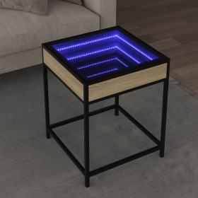 Mesa de centro con Infinity LED roble Sonoma 40x40x51 cm by , Coffee table - Ref: Foro24-847673, Price: 59,31 €, Discount: %