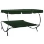 Garden lounger with awning and green cushions by vidaXL, Outdoor beds - Ref: Foro24-313522, Price: 130,30 €, Discount: %