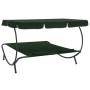Gartenliege mit Markise und grünen Kissen von vidaXL, Betten im Freien - Ref: Foro24-313522, Preis: 132,76 €, Rabatt: %