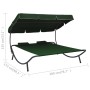 Gartenliege mit Markise und grünen Kissen von vidaXL, Betten im Freien - Ref: Foro24-313522, Preis: 132,76 €, Rabatt: %