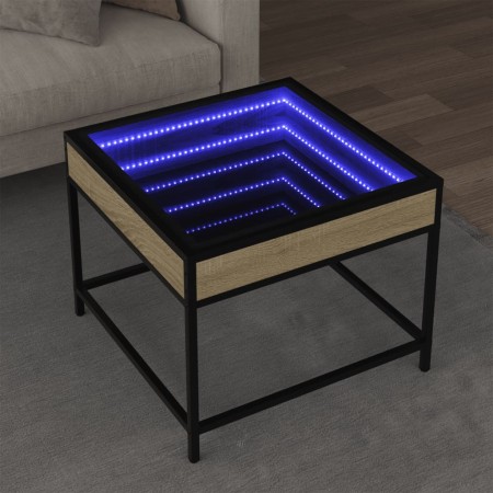 Mesa de centro con Infinity LED roble Sonoma 50x50x41 cm de , Mesas de centro - Ref: Foro24-847678, Precio: 67,75 €, Descuent...
