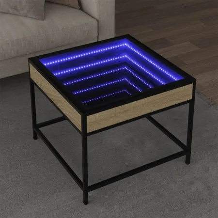 Mesa de centro con Infinity LED roble Sonoma 50x50x41 cm by , Coffee table - Ref: Foro24-847678, Price: 66,99 €, Discount: %