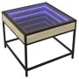 Mesa de centro con Infinity LED roble Sonoma 50x50x41 cm by , Coffee table - Ref: Foro24-847678, Price: 66,99 €, Discount: %