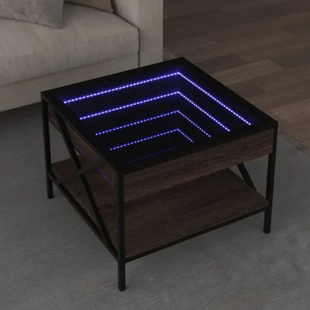 Mesa de centro con Infinity LED marrón roble 50x50x38 cm by , Coffee table - Ref: Foro24-847701, Price: 75,00 €, Discount: %