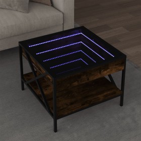 Mesa de centro con Infinity LED roble ahumado 50x50x38 cm by , Coffee table - Ref: Foro24-847699, Price: 72,22 €, Discount: %