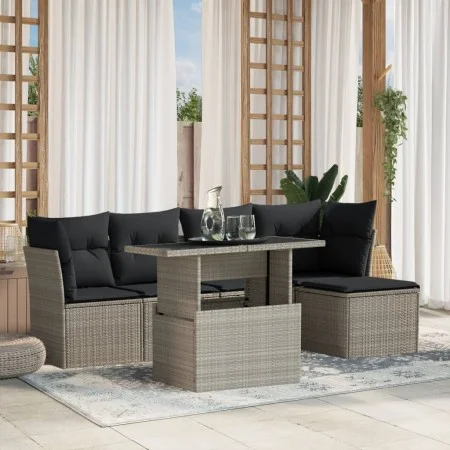 Set de sofás de jardín 6 pzas y cojines ratán sintético gris by , Garden sets - Ref: Foro24-3266552, Price: 442,05 €, Discoun...