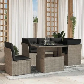 Set de sofás de jardín 6 pzas y cojines ratán sintético gris by , Garden sets - Ref: Foro24-3266592, Price: 477,99 €, Discoun...