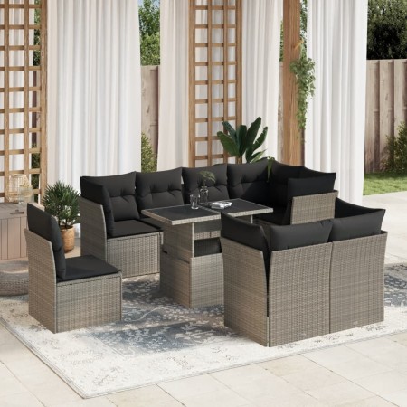 Set muebles jardín 9 pzas y cojines ratán sintético gris claro by , Garden sets - Ref: Foro24-3266732, Price: 707,63 €, Disco...