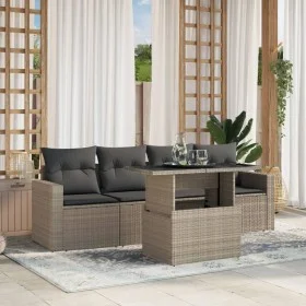Set de sofás jardín y cojines 5 pzas ratán sintético gris claro by , Garden sets - Ref: Foro24-3267102, Price: 381,46 €, Disc...