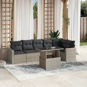 Set de sofás de jardín 7 pzas con cojines ratán PE gris claro by , Garden sets - Ref: Foro24-3267292, Price: 536,85 €, Discou...