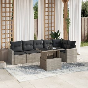 Set de sofás de jardín 7 pzas con cojines ratán PE gris claro by , Garden sets - Ref: Foro24-3267292, Price: 536,26 €, Discou...