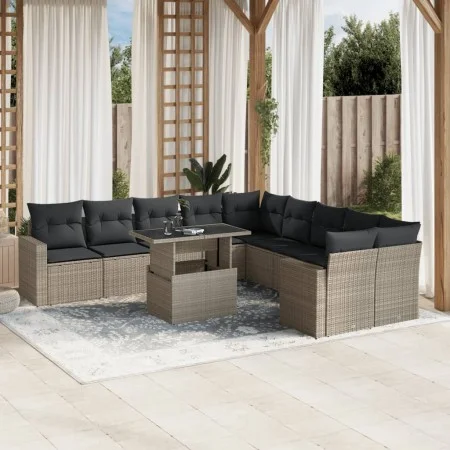 Set de sofás de jardín 11 pzas y cojines ratán sintético gris by , Garden sets - Ref: Foro24-3267542, Price: 848,21 €, Discou...