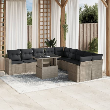 Set de sofás de jardín 11 pzas y cojines ratán sintético gris by , Garden sets - Ref: Foro24-3267542, Price: 863,21 €, Discou...
