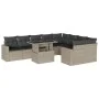 Set sofás jardín 10 pzas con cojines ratán sintético gris claro by , Garden sets - Ref: Foro24-3267502, Price: 735,49 €, Disc...