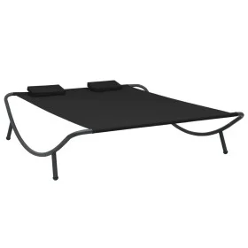 Tumbona de jardín de tela negro de vidaXL, Camas para exteriores - Ref: Foro24-313529, Precio: 105,45 €, Descuento: %