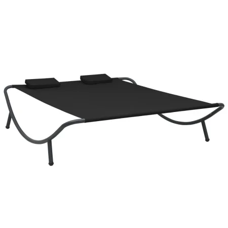 Black fabric garden lounger by vidaXL, Outdoor beds - Ref: Foro24-313529, Price: 105,45 €, Discount: %