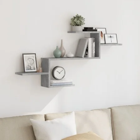 Estante de pared madera ingeniería gris hormigón 104x15x49 cm de , Estantes y estanterías - Ref: Foro24-853203, Precio: 29,10...