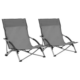 Klappbare Strandkörbe 2 Einheiten aus grauem Stoff von vidaXL, Gartenstühle - Ref: Foro24-312491, Preis: 67,99 €, Rabatt: %