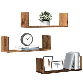 Estantes de pared 3 uds madera ingeniería envejecida 58x18x18cm by , Shelves and shelves - Ref: Foro24-853288, Price: 27,20 €...