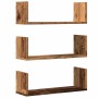 Estantes de pared 3 uds madera ingeniería envejecida 58x18x18cm by , Shelves and shelves - Ref: Foro24-853288, Price: 27,75 €...