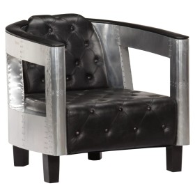 Sillón de aviador de cuero auténtico negro de , Sillones - Ref: Foro24-247795, Precio: 512,73 €, Descuento: %